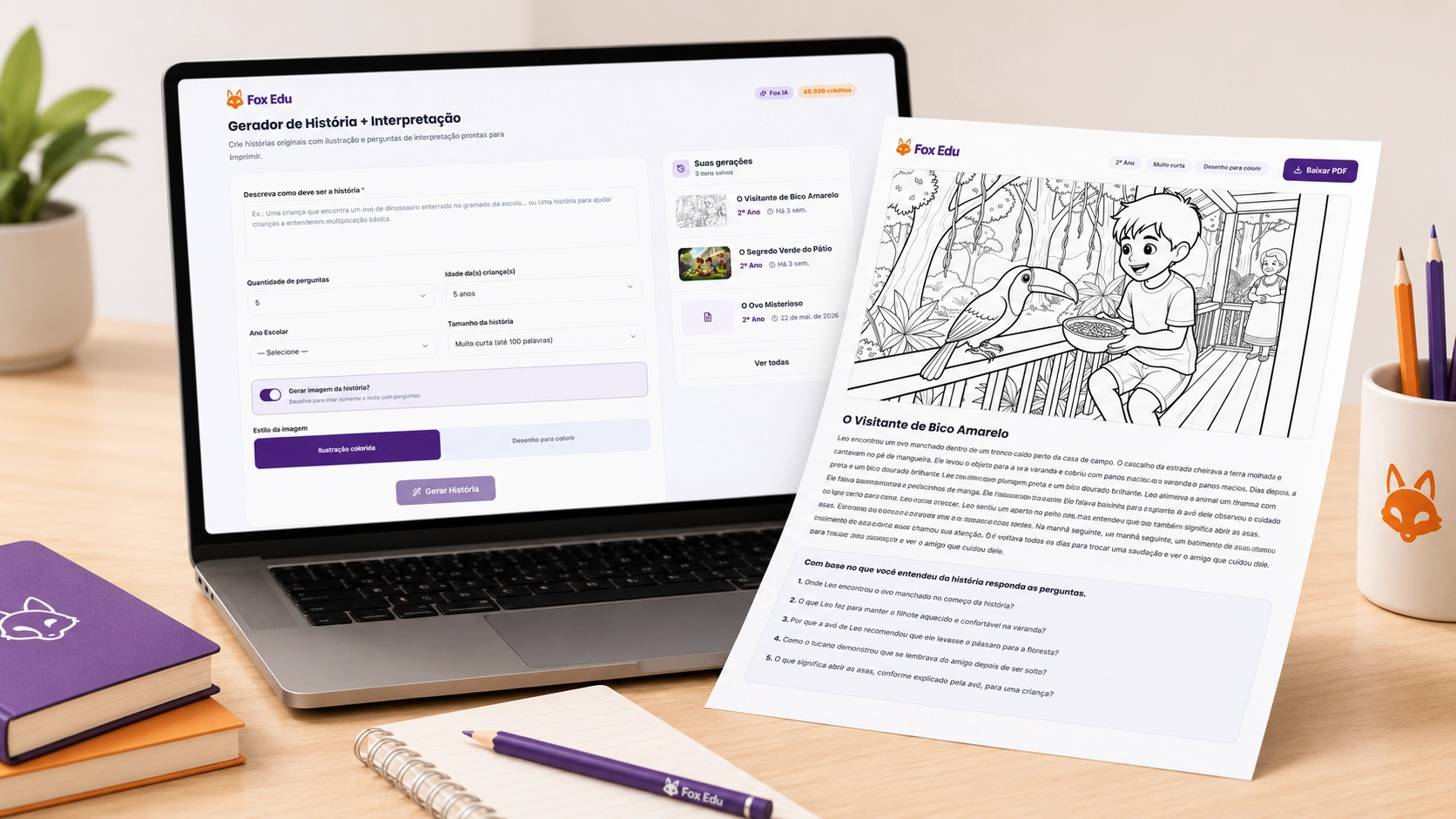 Gerador de histórias pedagógicas para interpretação com IA
